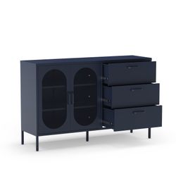 Metal sideboard in blue, 140 x 40 x 90 cm | Diora