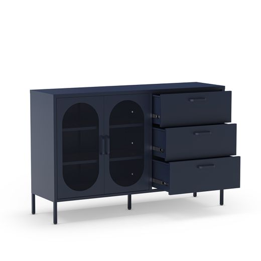 Metal sideboard in blue, 140 x 40 x 90 cm | Diora