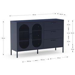 Metal sideboard in blue, 140 x 40 x 90 cm | Diora