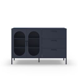 Metal sideboard in blue, 140 x 40 x 90 cm | Diora