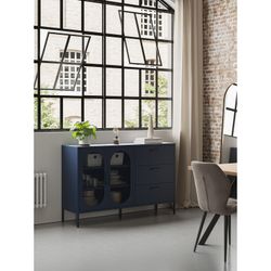 Metal sideboard in blue, 140 x 40 x 90 cm | Diora