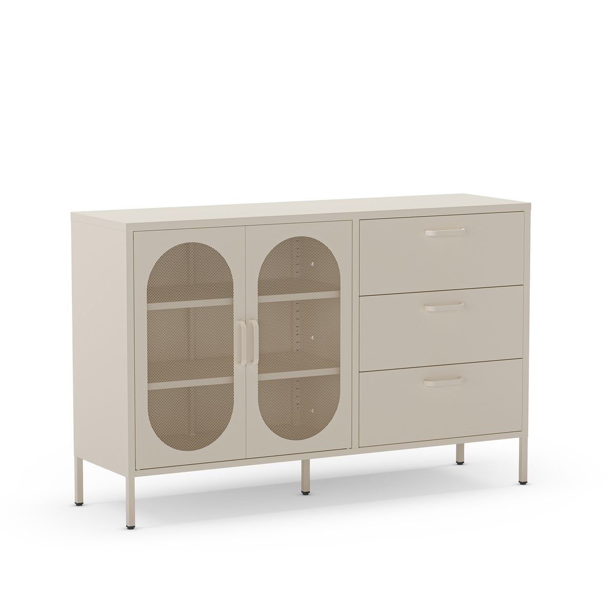 Aparador de metal en crema, 140 x 40 x 90 cm | Diora