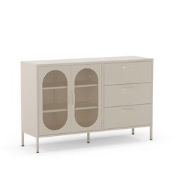 Conjunto de salón compuesto por aparador y mueble tv en color crema| Diora