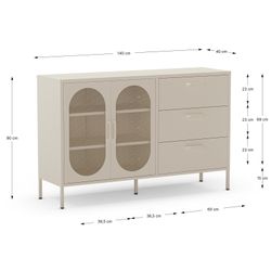 Conjunto de salón compuesto por aparador y mueble tv en color crema| Diora