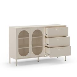 Conjunto de salón compuesto por aparador y mueble tv en color crema| Diora