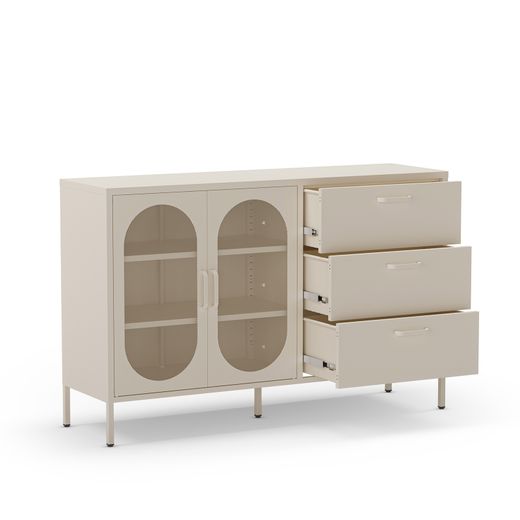 Conjunto de salón compuesto por aparador y mueble tv en color crema| Diora