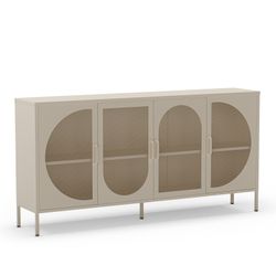 Sideboard aus cremefarbenem Metall, 160 x 40 x 90 cm | Tayra