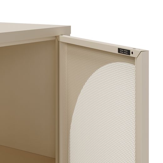 Sideboard aus cremefarbenem Metall, 160 x 40 x 90 cm | Tayra