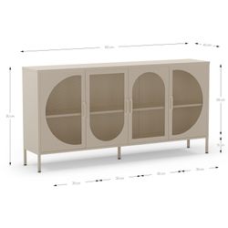 Sideboard aus cremefarbenem Metall, 160 x 40 x 90 cm | Tayra