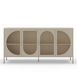Sideboard aus cremefarbenem Metall, 160 x 40 x 90 cm | Tayra