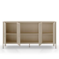 Sideboard aus cremefarbenem Metall, 160 x 40 x 90 cm | Tayra