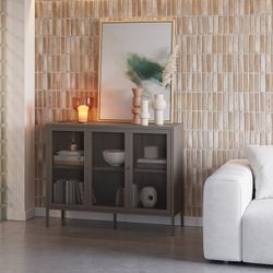 Metal sideboard in mocha, 121 x 40 x 90 cm | Fayna