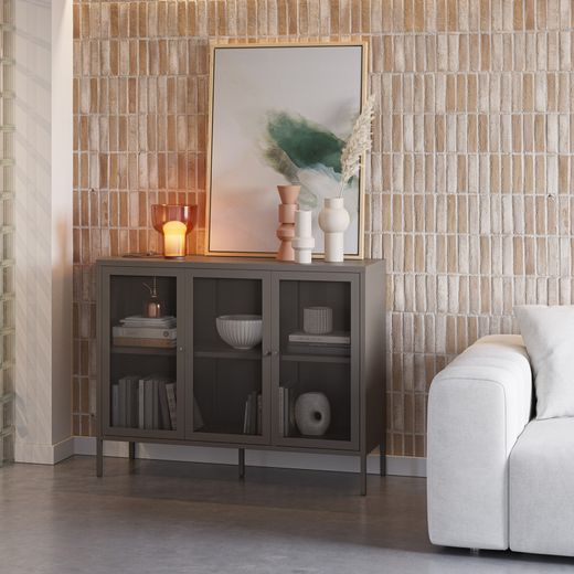 Metal sideboard in mocha, 121 x 40 x 90 cm | Fayna