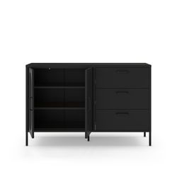 Black metal sideboard, 140 x 40 x 90 cm | Diora