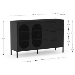 Black metal sideboard, 140 x 40 x 90 cm | Diora