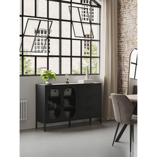 Black metal sideboard, 140 x 40 x 90 cm | Diora