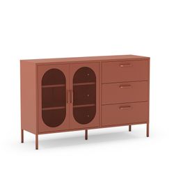 Metal sideboard in terracotta, 140 x 40 x 90 cm | Diora