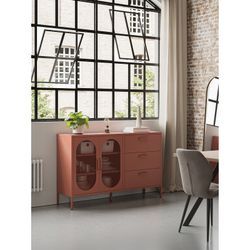 Metal sideboard in terracotta, 140 x 40 x 90 cm | Diora