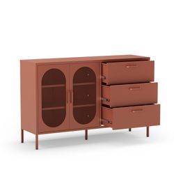 Metal sideboard in terracotta, 140 x 40 x 90 cm | Diora