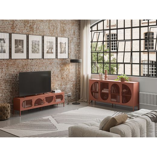 Sideboard aus Metall in Terrakotta, 160 x 40 x 90 cm | Tayra