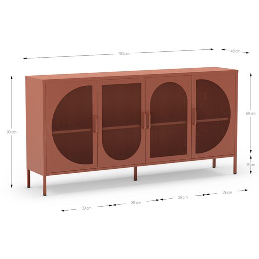 Sideboard aus Metall in Terrakotta, 160 x 40 x 90 cm | Tayra
