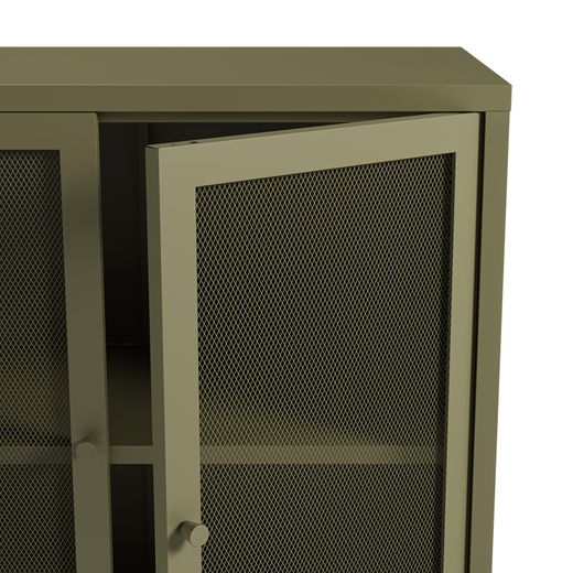 Metal sideboard in green, 121 x 40 x 90 cm | Fayna