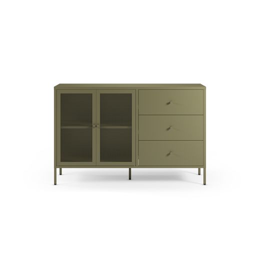 Metal sideboard in green, 140 x 40 x 90 cm | Fayna