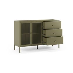 Metal sideboard in green, 140 x 40 x 90 cm | Fayna