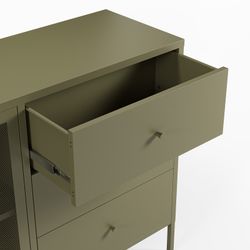 Metal sideboard in green, 140 x 40 x 90 cm | Fayna