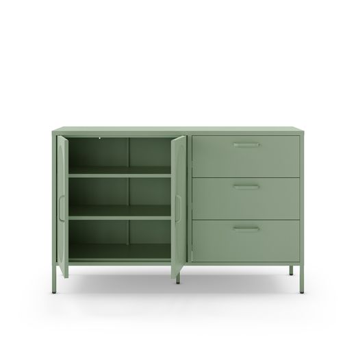 Metal sideboard in mint green, 140 x 40 x 90 cm | Diora