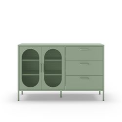 Metal sideboard in mint green, 140 x 40 x 90 cm | Diora