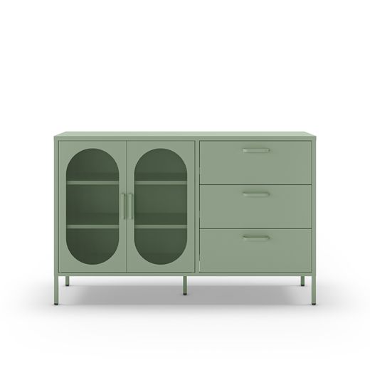 Metal sideboard in mint green, 140 x 40 x 90 cm | Diora