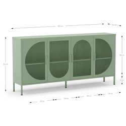Metal sideboard in mint green, 160 x 40 x 90 cm | Tayra