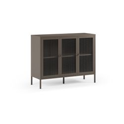 Metal and tempered glass sideboard in mocha, 121 x 40 x 90 cm | Layna