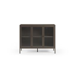 Metal and tempered glass sideboard in mocha, 121 x 40 x 90 cm | Layna