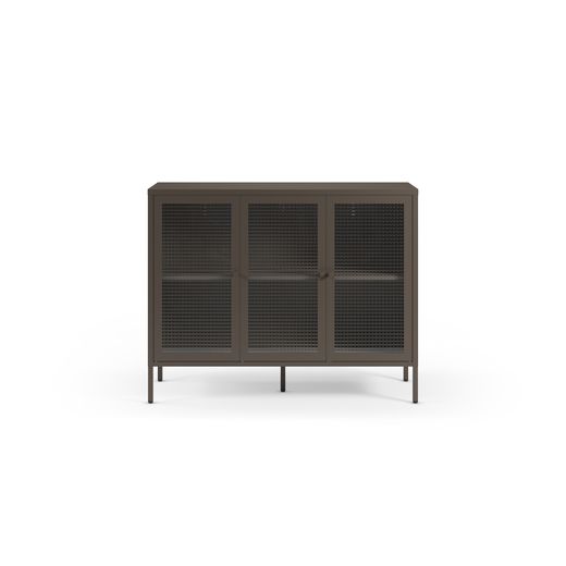 Metal and tempered glass sideboard in mocha, 121 x 40 x 90 cm | Layna