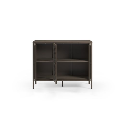 Metal and tempered glass sideboard in mocha, 121 x 40 x 90 cm | Layna