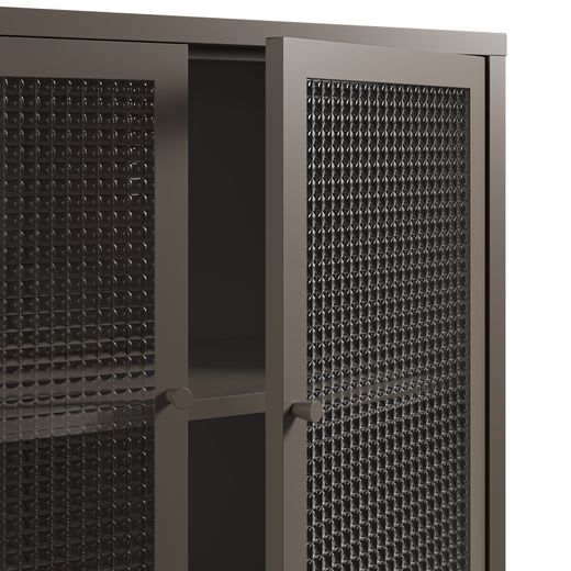 Metal and tempered glass sideboard in mocha, 121 x 40 x 90 cm | Layna