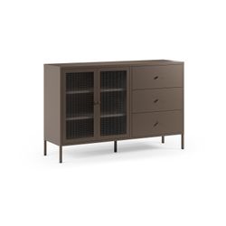 Metal and tempered glass sideboard in mocha, 140 x 40 x 90 cm | Layna