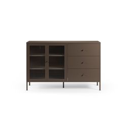 Metal and tempered glass sideboard in mocha, 140 x 40 x 90 cm | Layna