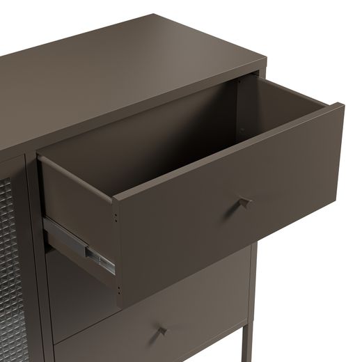 Metal and tempered glass sideboard in mocha, 140 x 40 x 90 cm | Layna