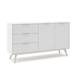 Living room set consisting of a 140 cm sideboard and a TV stand with 4 doors in white | Campus