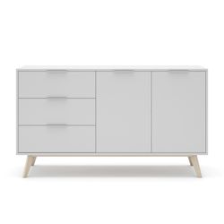 Living room set consisting of a 140 cm sideboard and a TV stand with 4 doors in white | Campus