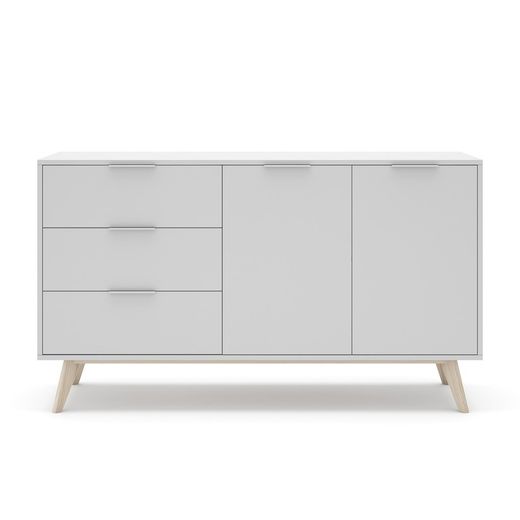 Living room set consisting of a 140 cm sideboard and a TV stand with 4 doors in white | Campus