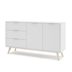 Living room set consisting of a 140 cm sideboard and a TV stand with 4 doors in white | Campus