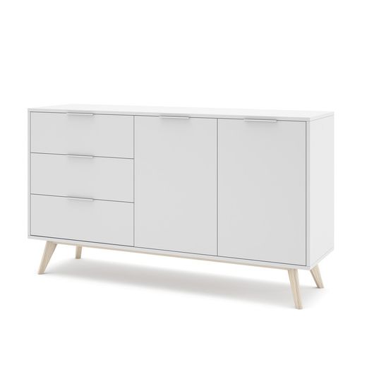 Living room set consisting of a 140 cm sideboard and a TV stand with 4 doors in white | Campus