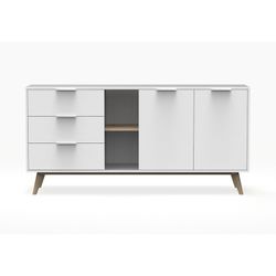 Living room set consisting of a 165 cm sideboard and a TV stand with two doors in white | Campus