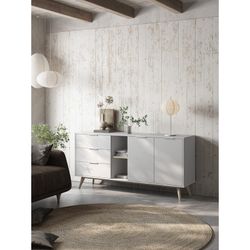 Living room set consisting of a 165 cm sideboard and a TV stand with two doors in white | Campus