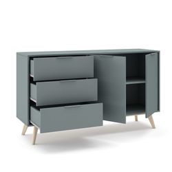 Skänk i grön och naturlig furu, 140 x 40 x 81 cm | pisco