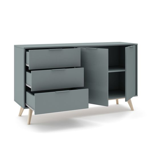 Skänk i grön och naturlig furu, 140 x 40 x 81 cm | pisco